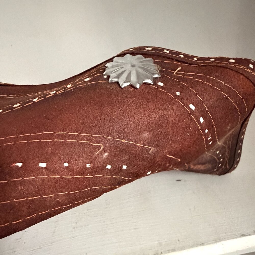 Vintage Tricorn Mexican Charro Silver Concho Western Hat Distressed Unisex - Picture 10 of 10